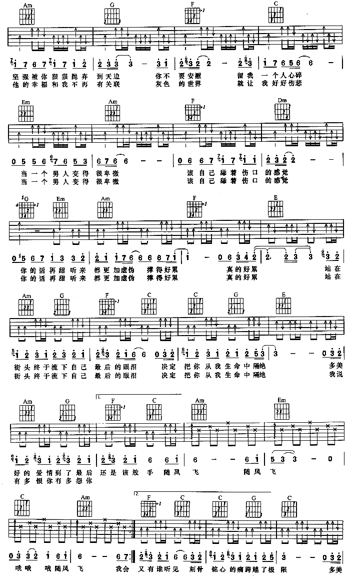 随风飞吉他谱第2页