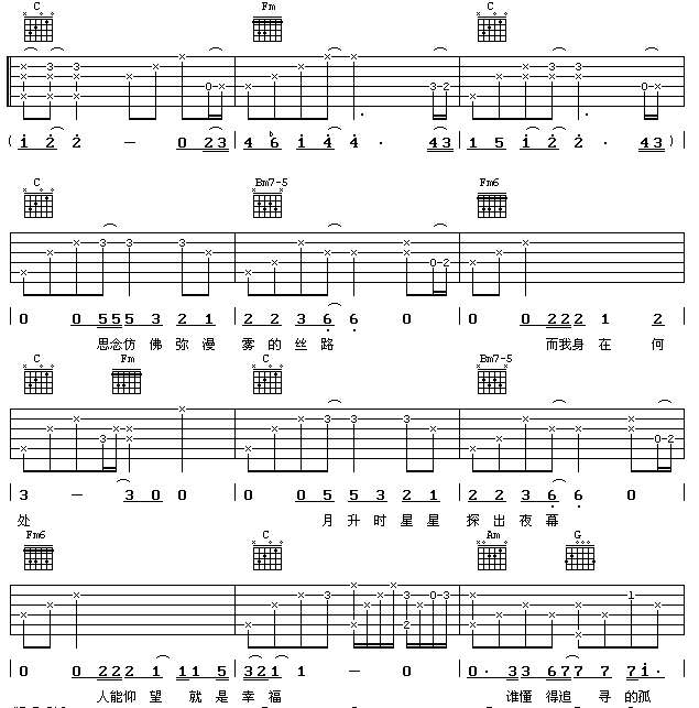 丝路吉他谱第1页