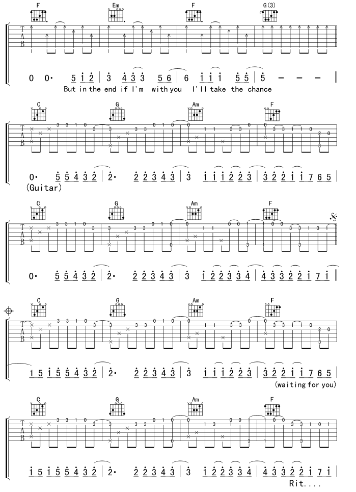 RightHereWaiting吉他谱第3页