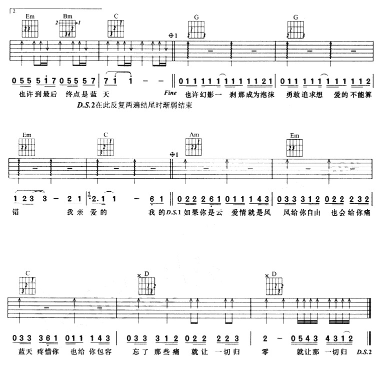 蓝天吉他谱第2页