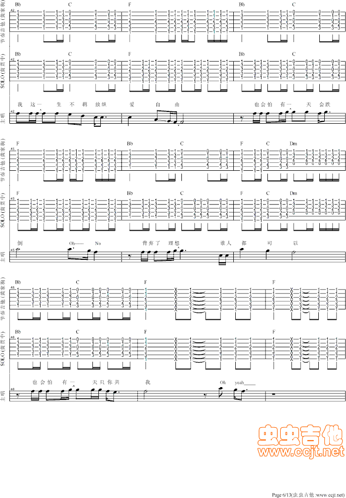 海阔天空吉他谱第6页