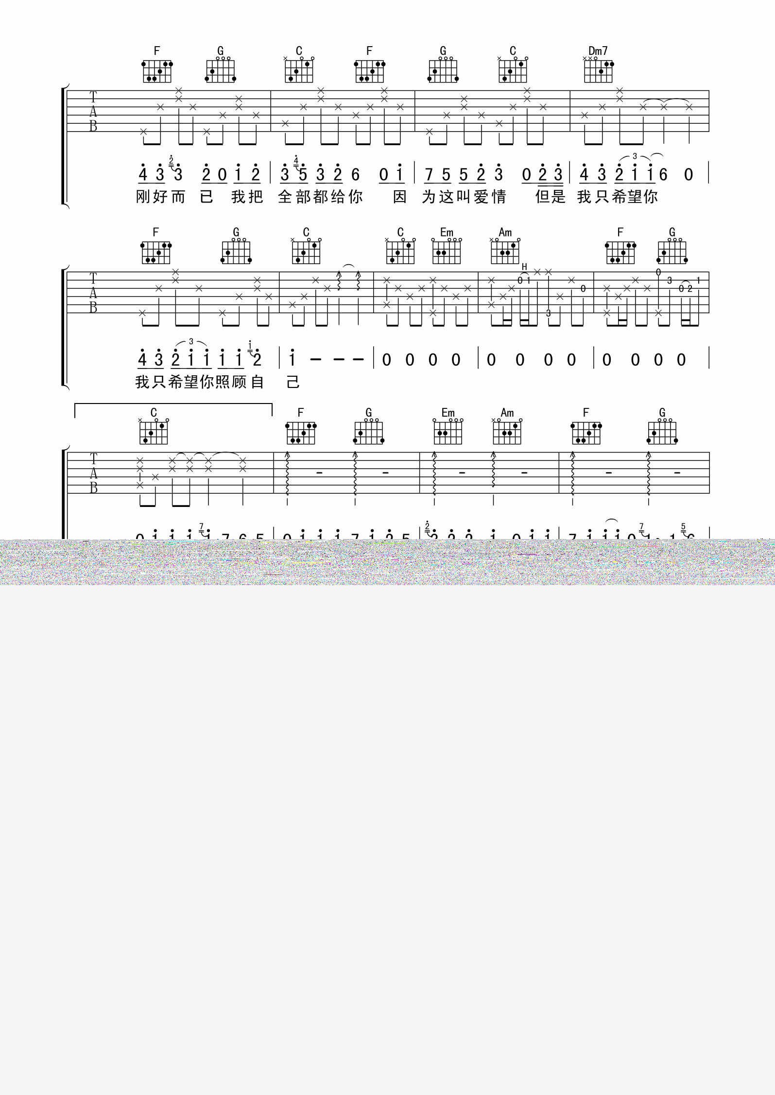 全部都给你吉他谱第2页