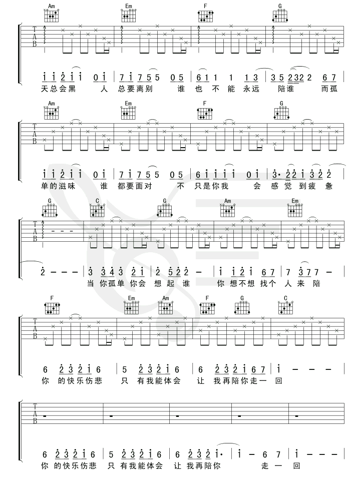 当你孤单你会想起谁吉他谱第2页