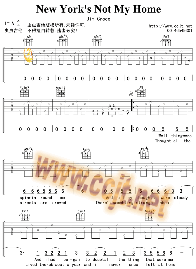 NewYork'sNotMyHome吉他谱第1页