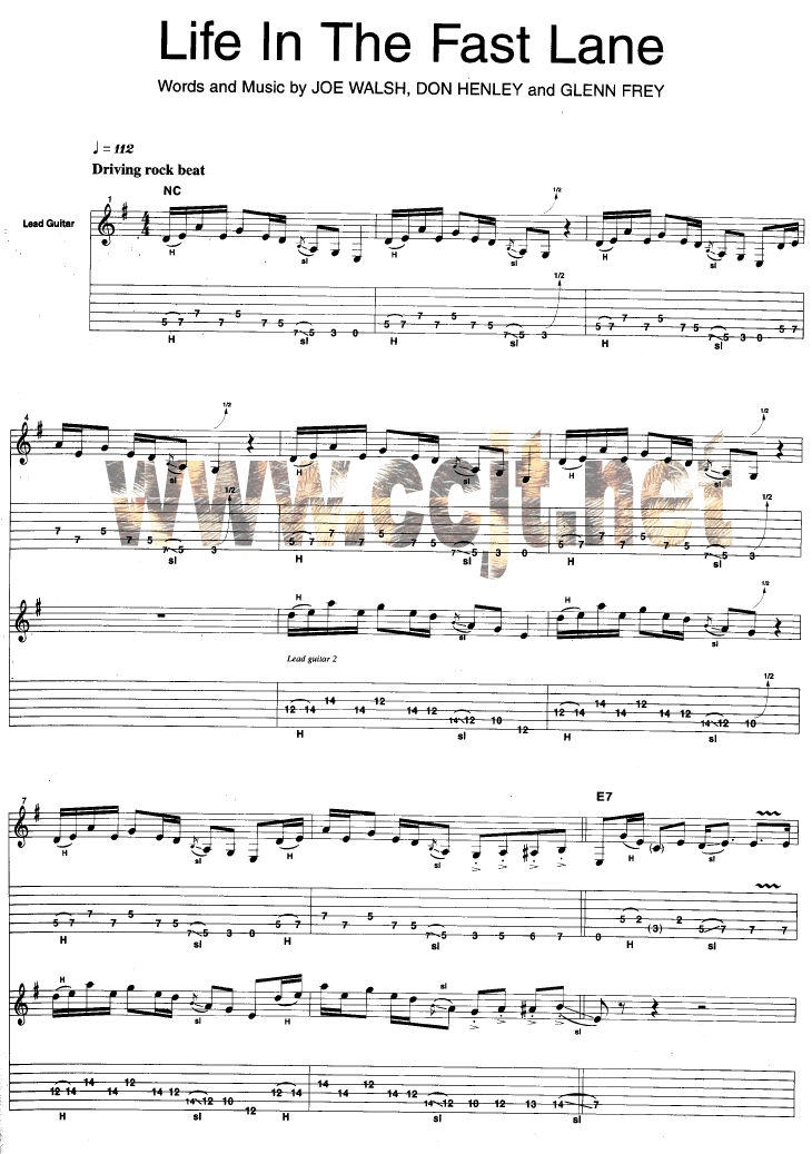 LifeInTheFastLane吉他谱第1页