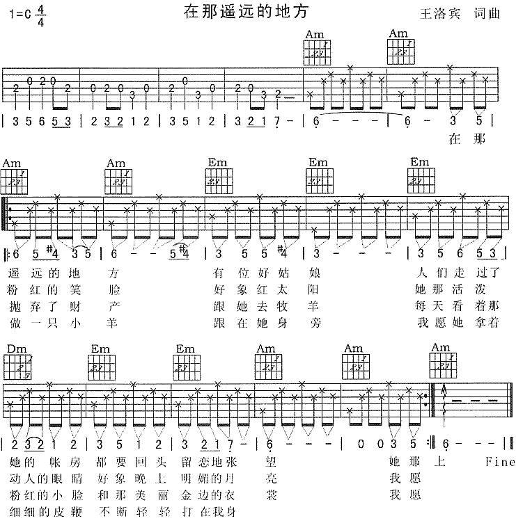 在那遥远的地方吉他谱第1页