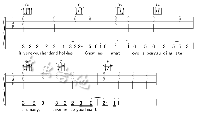 吻别英文版吉他谱原版图片