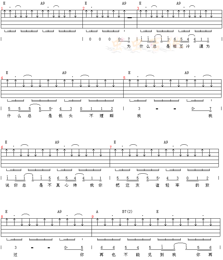 我你难过吉他谱第1页