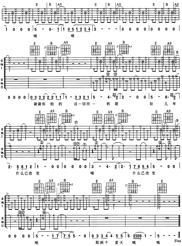 两个夏天吉他谱第3页