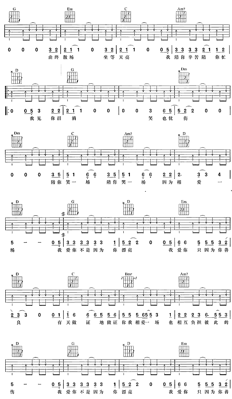 我爱你不是因你漂亮吉他谱第2页