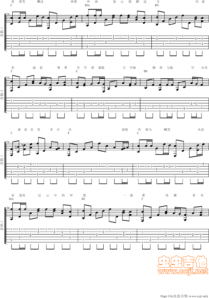 海阔天空吉他谱第2页