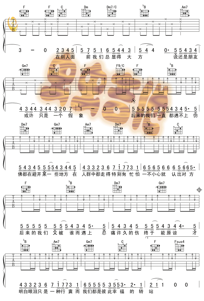 后来的我们吉他谱第2页