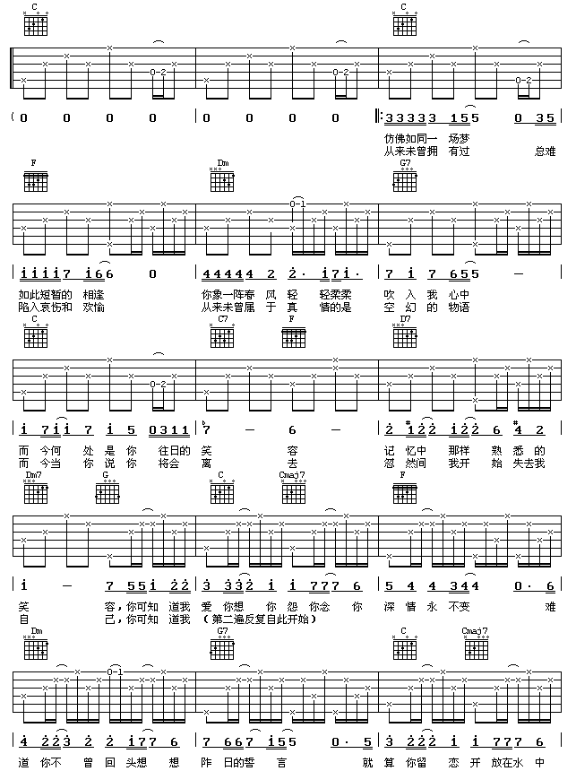 野百合也有春天吉他谱第1页