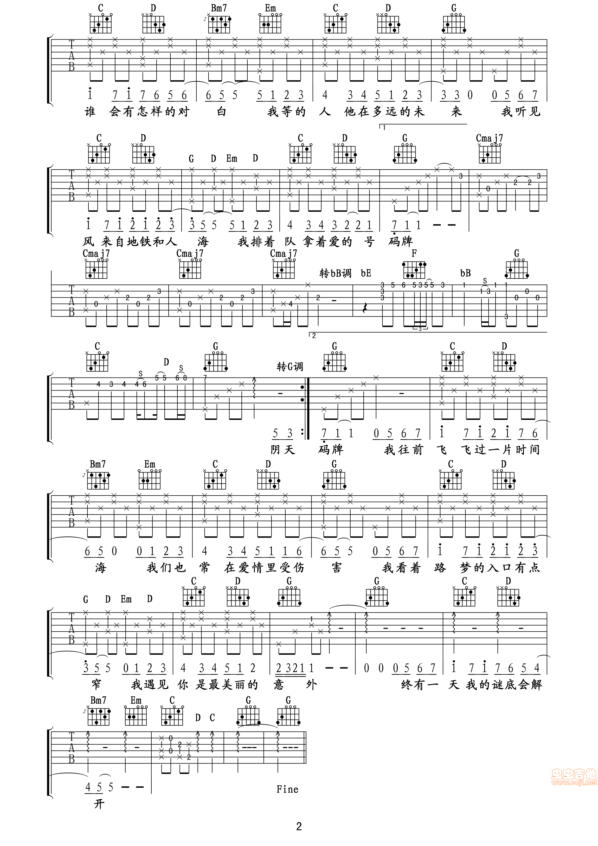遇见吉他谱第2页