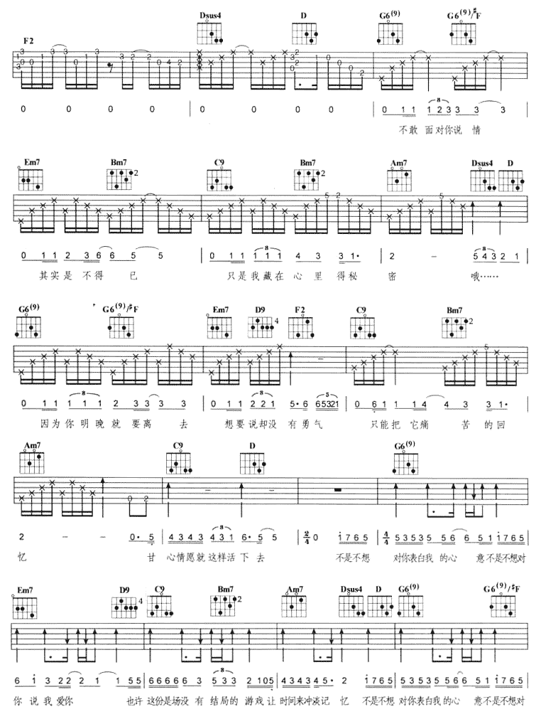 不是不想吉他谱第3页