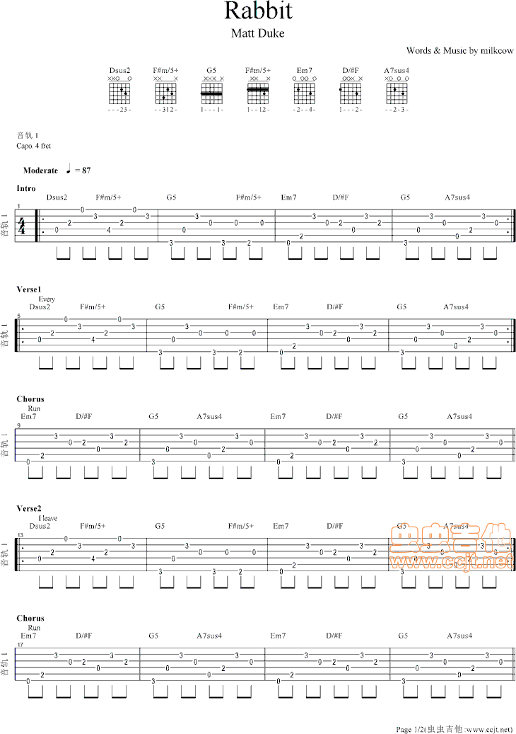 Rabbit吉他谱第1页