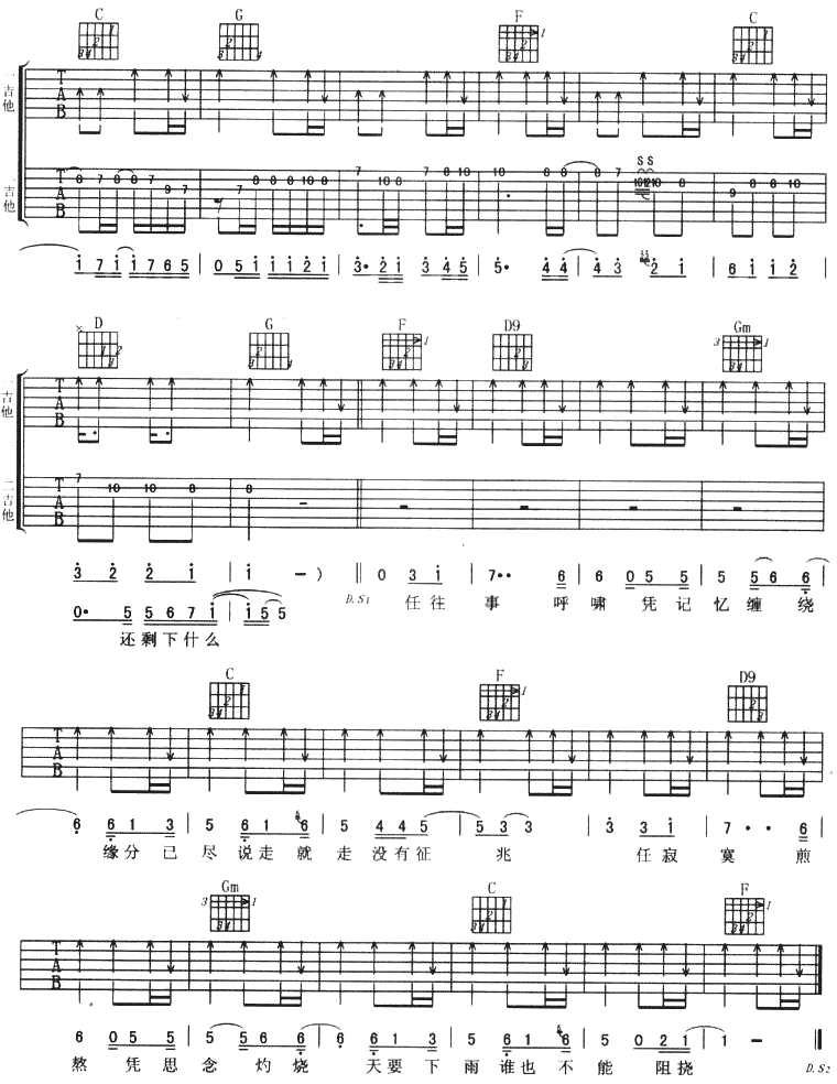 非走不可吉他谱图片