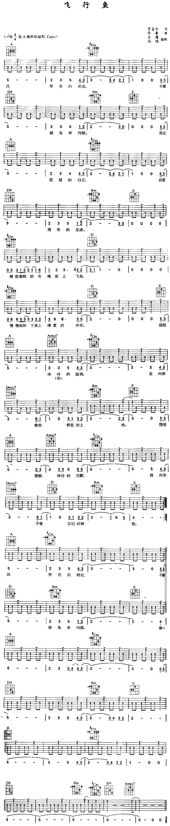 飞行鱼吉他谱第1页