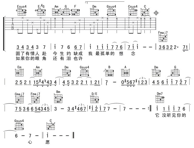 上弦月吉他谱第3页