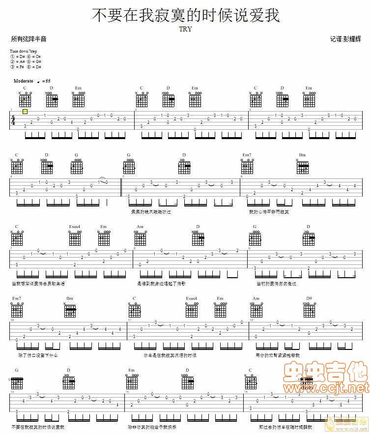 不要在我寂寞的时候说爱我吉他谱第1页