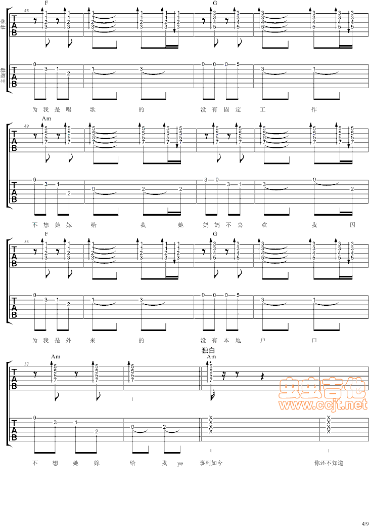 他妈妈不喜欢我吉他谱第4页