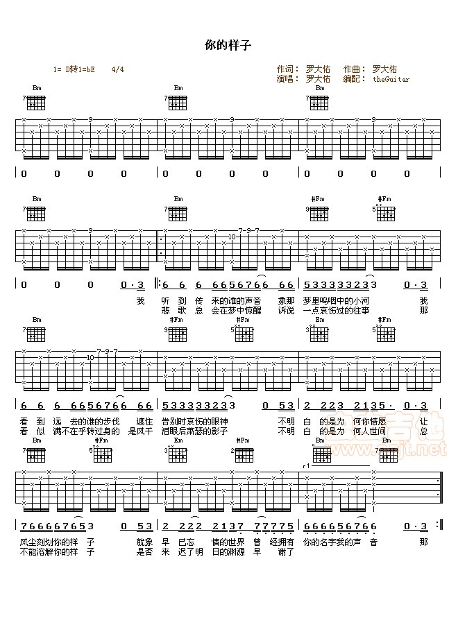 你的样子吉他谱第1页
