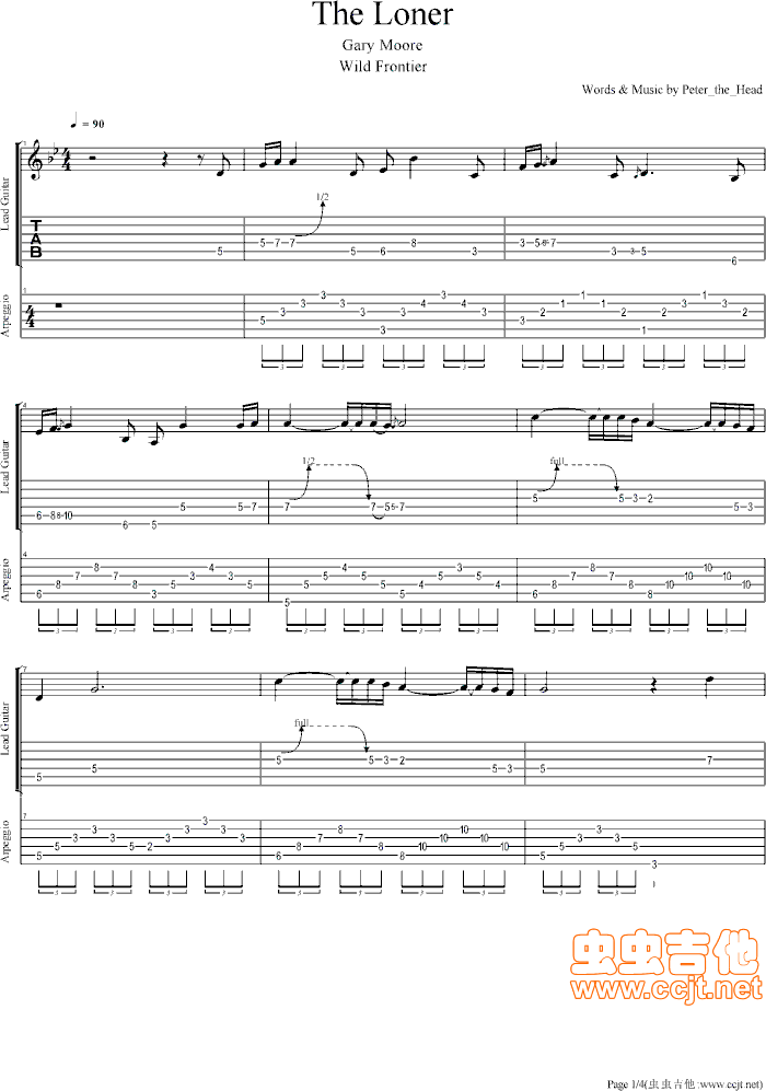 theloner吉他谱第1页