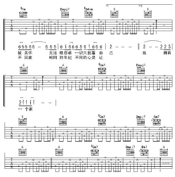 我想有个家吉他谱第3页