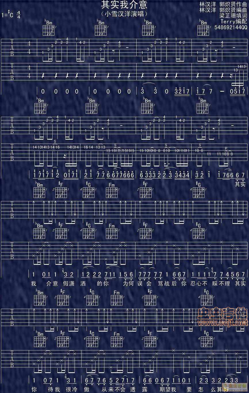 其实我介意吉他谱第1页