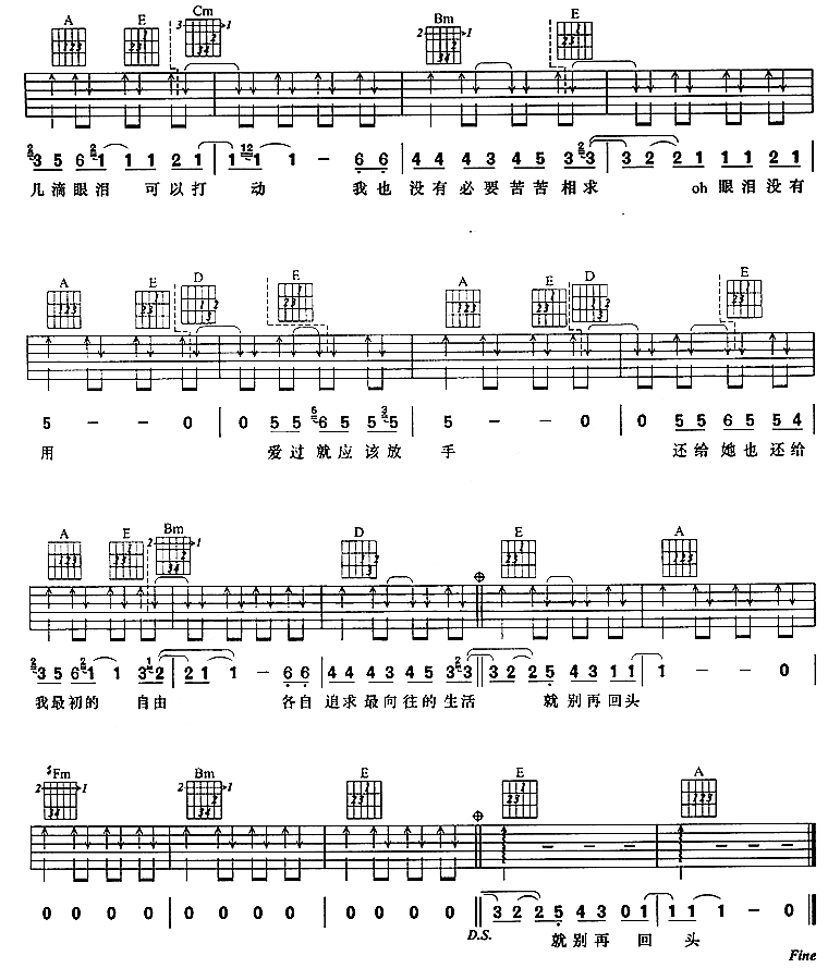 眼泪没有用吉他谱第2页