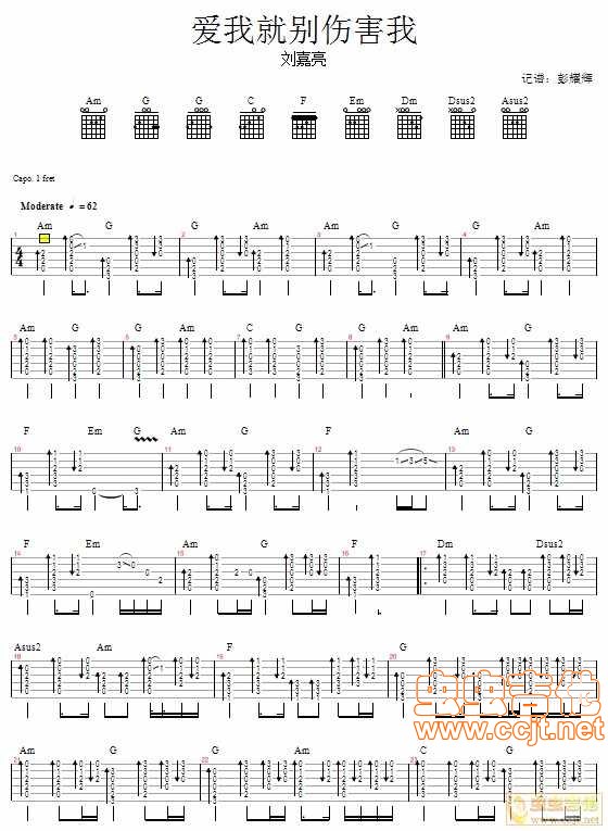 爱我就别伤害我吉他谱第1页