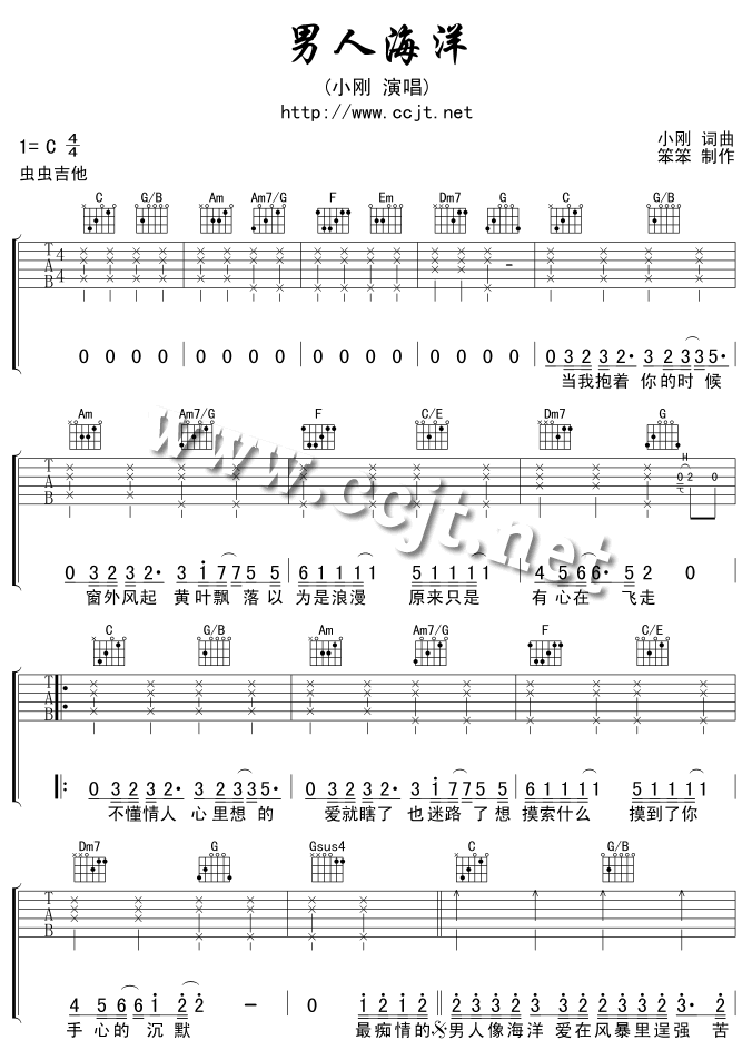 男人海洋吉他谱第1页