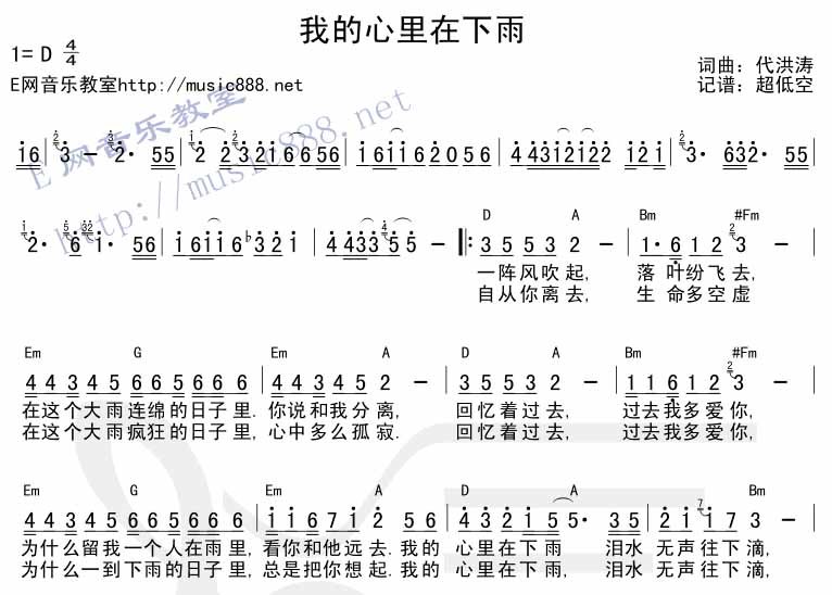 我的心里在下雨吉他谱第1页