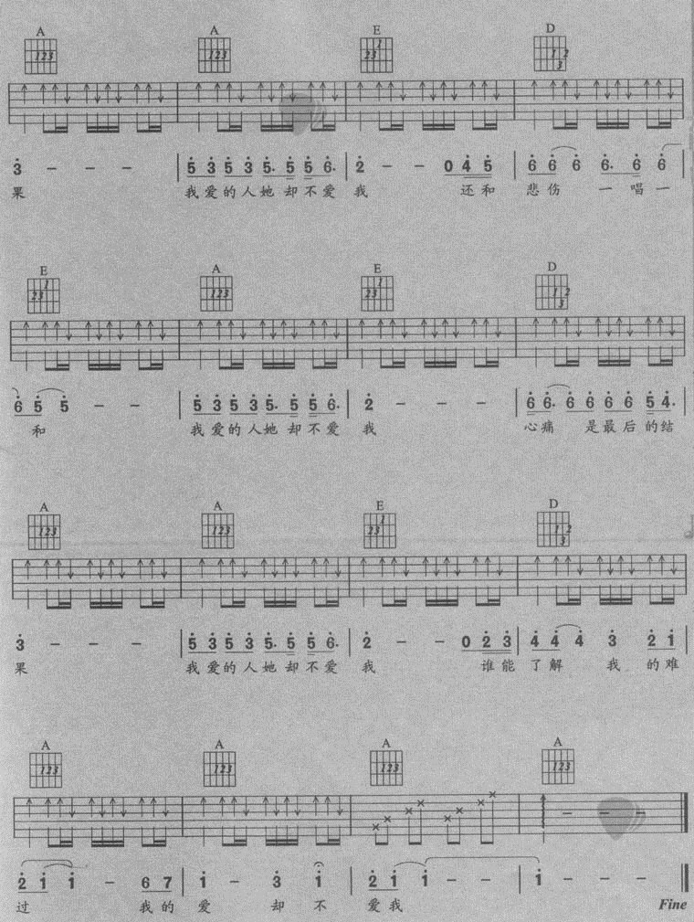 我爱的她不爱我吉他谱第3页
