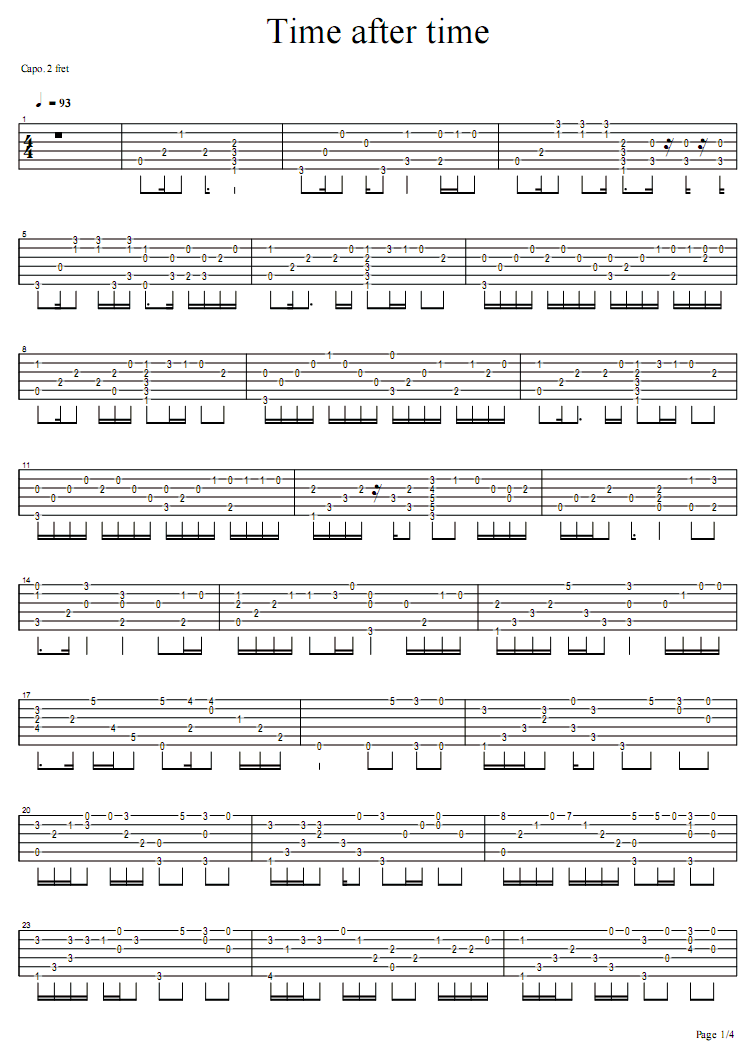 timeaftertime吉他谱第1页