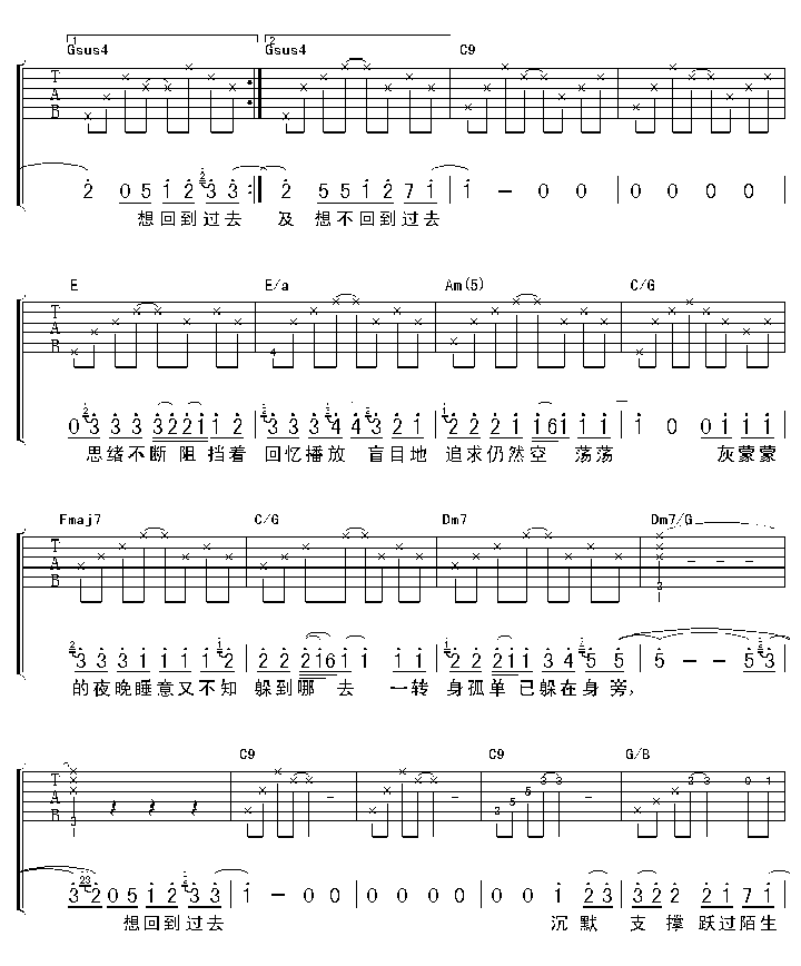 回到过去吉他谱第3页