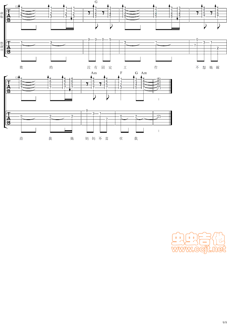 他妈妈不喜欢我吉他谱第9页