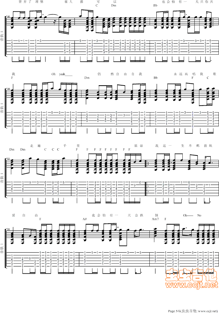 海阔天空吉他谱第5页