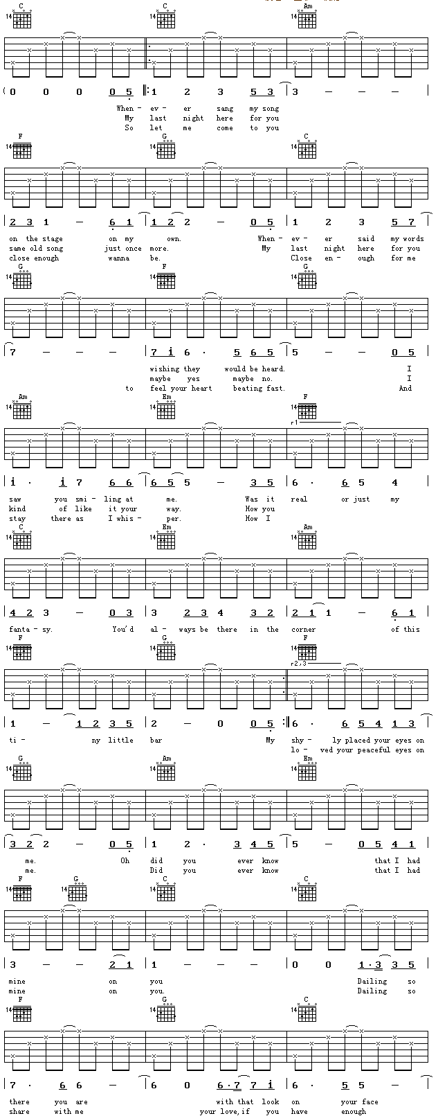 《eyes one me吉他谱》