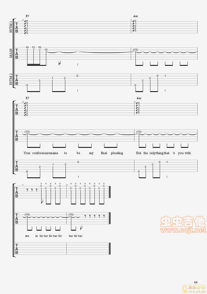 A.I.N.Y.吉他谱第8页
