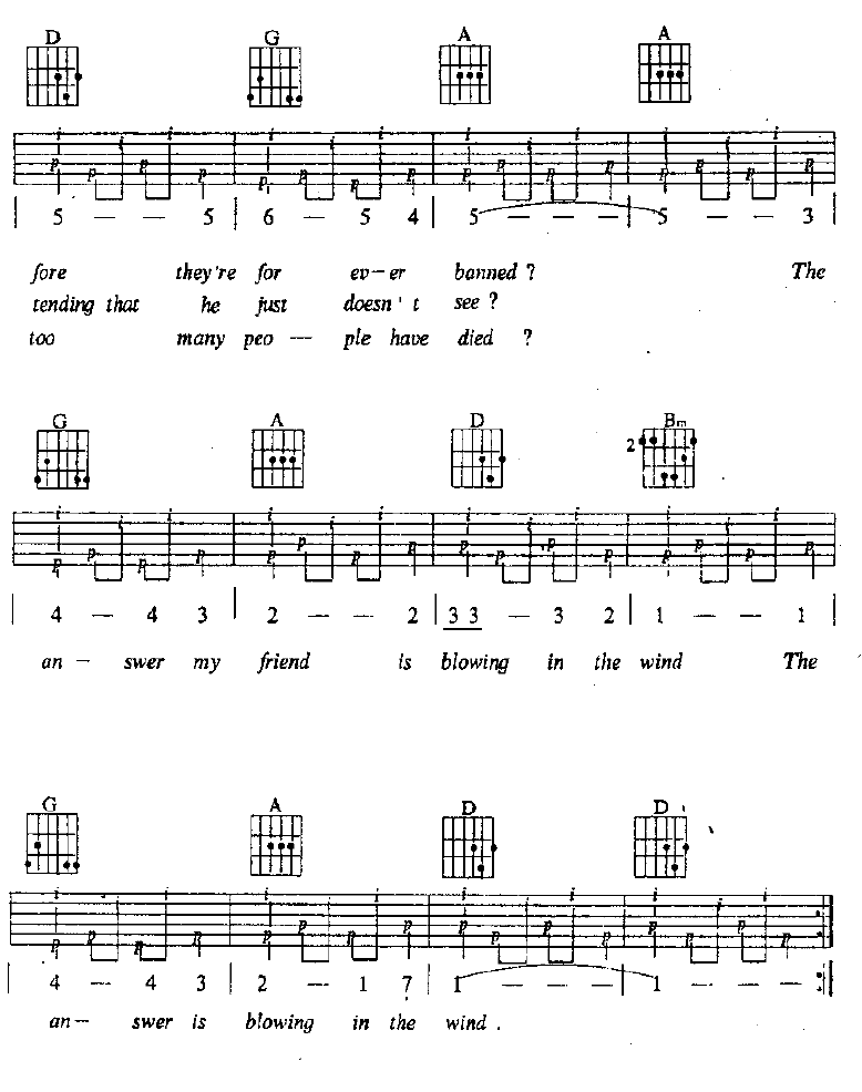 BlowingInTheWind吉他谱第3页