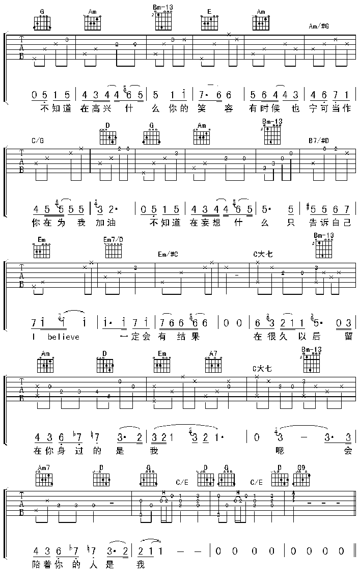 Ibelieve吉他谱第4页