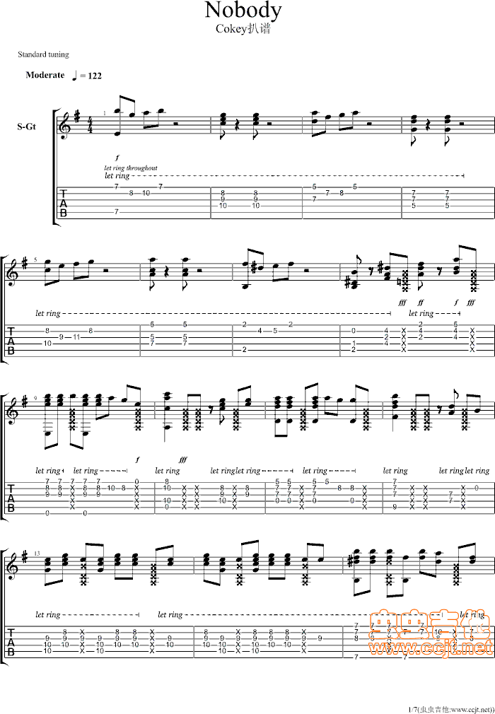 Nobody吉他谱第1页