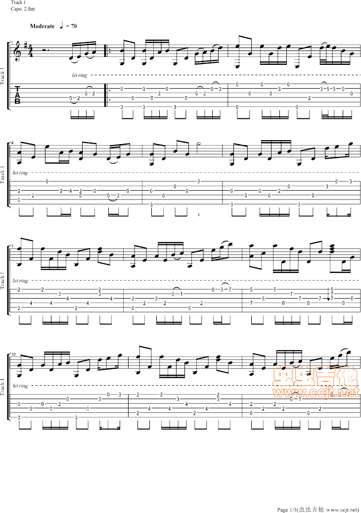 千千閦歌吉他谱第1页