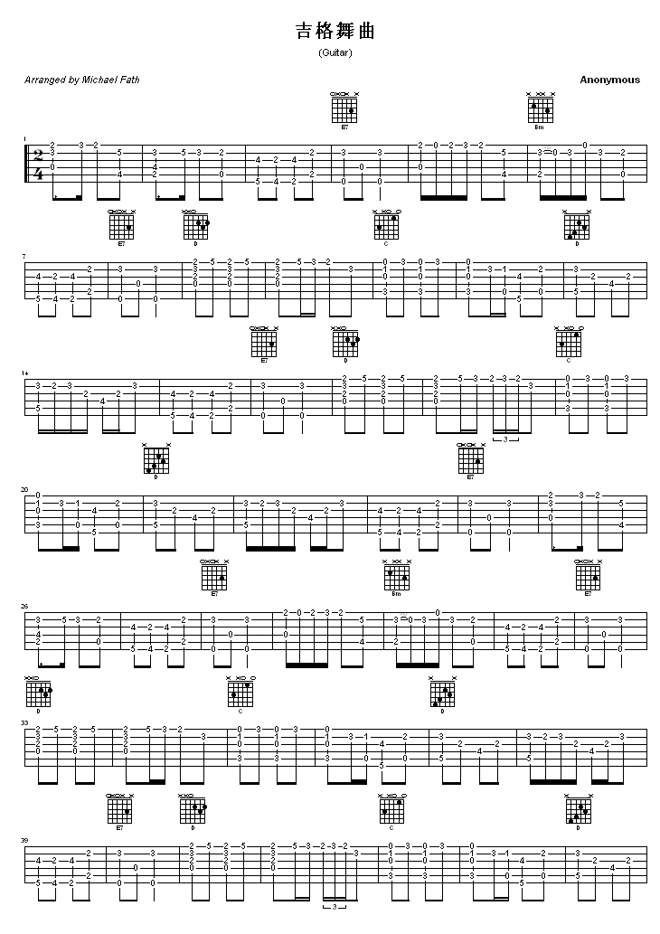 吉格舞曲吉他谱第1页