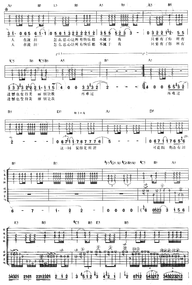 别让爱你的人流泪吉他谱第2页