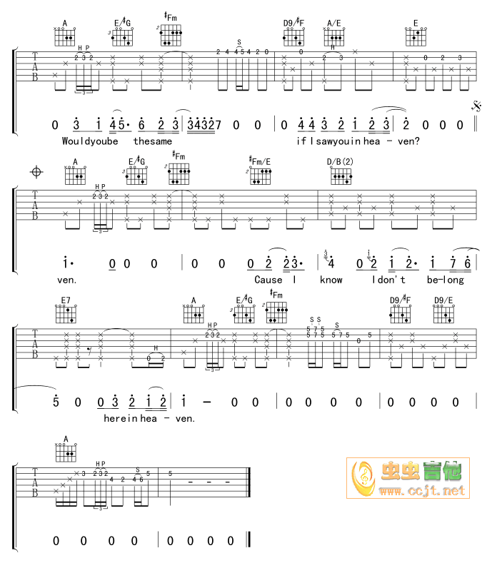 泪洒天堂吉他谱第4页