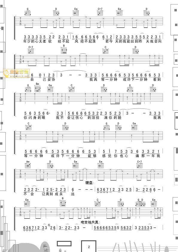 等一分钟吉他谱第2页