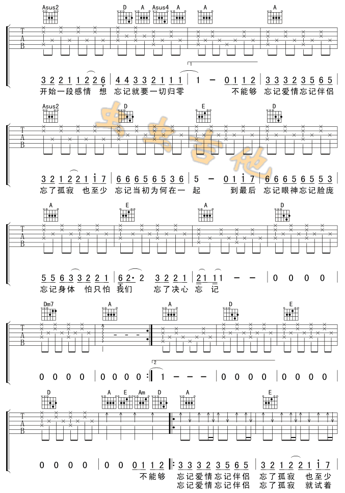 忘记吉他谱第2页