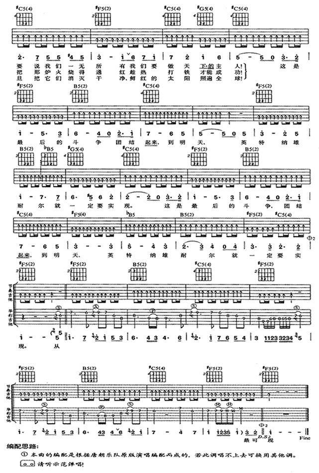 國際歌吉他譜唐朝樂隊吉他圖片譜2張